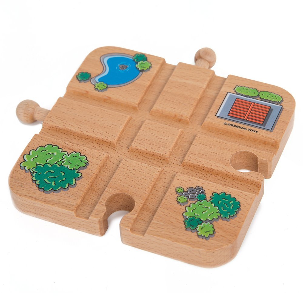 ORBRIUM Wooden Train Track Accessories Set Premium Cross Track for Wooden Railway Compatible with Thomas & Friends, Brio, IKEA, Melissa & Doug STEM Toys