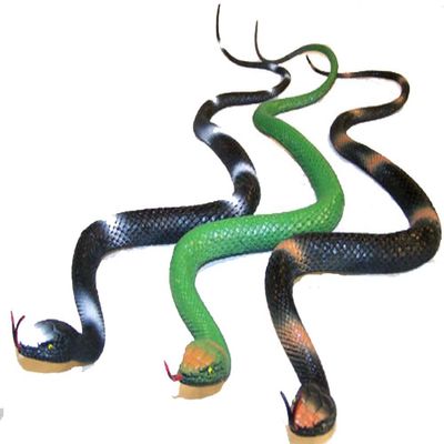 2 of These Asstorted Color Plastic 30 Inch Fake Rubber Snakes - Novelty Play Reptile Garden Snake