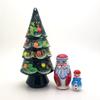 Christmas Tree Santa Snowman Russian Nesting Dolls Hand Painted 3 Piece Set 4 1/2 Tall view 1