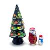 Christmas Tree Santa Snowman Russian Nesting Dolls Hand Painted 3 Piece Set 4 1/2 Tall view 2