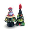 BuyRussianGifts Lot of 2 Sets Nesting Stacking Wooden Dolls Christmas Tree Santa Snowman 4.5 inch Tall Hand Painted Matryoshka Babushka Russian Ethnic Art/Each Set Contains 3 Dolls view 4