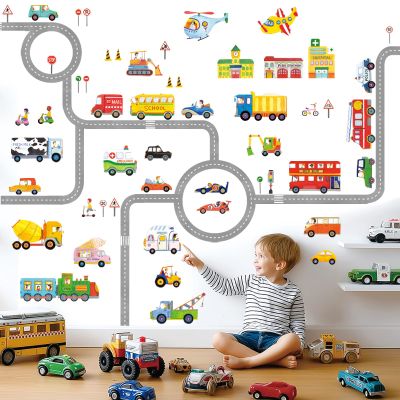 DECOWALL Transport Road Wall Decals Stickers Cars Trucks (SG3-1404P1405)