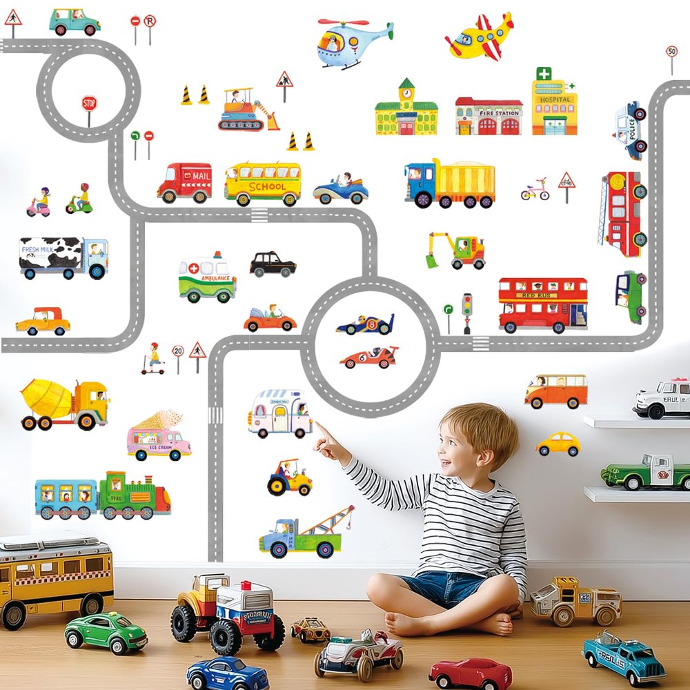 DECOWALL Transport Road Wall Decals Stickers Cars Trucks (SG3-1404P1405)