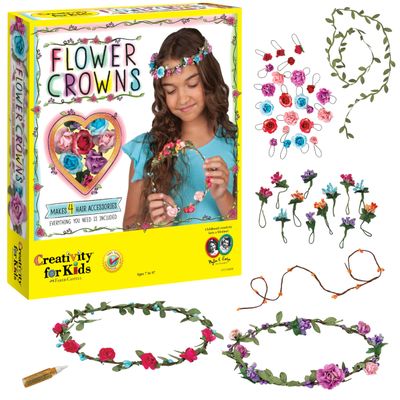 Creativity for Kids Flower Crowns Craft Kit - Create 4 Hair Accessories (Ages 7+)