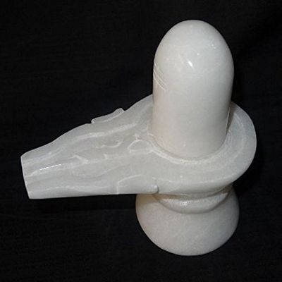 craftslook Natural White Stone Shivling 4" inch | Shivalingam Shivling Shiv Ling Idol Statue Figurine for Home Decor and Pooja Shiv Ling Idol Murti with Yoni Base for Pooja and Peaceful Meditation
