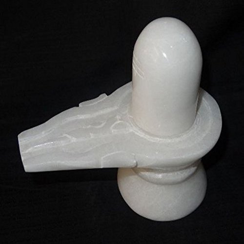 craftslook Natural White Stone Shivling 4" inch | Shivalingam Shivling Shiv Ling Idol Statue Figurine for Home Decor and Pooja Shiv Ling Idol Murti with Yoni Base for Pooja and Peaceful Meditation
