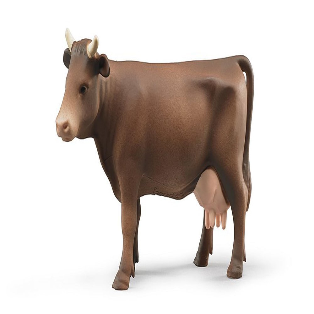 Bruder 02308 Brown Dairy Cow | 1:16 Scale Farm Animal Figure for Indoor & Outdoor Play. Durable Toy for Sand, Snow & Farm Sets