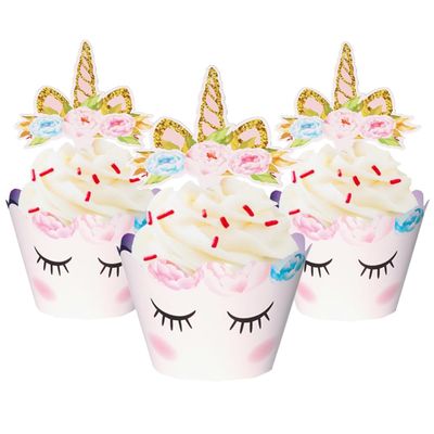 80 Pieces Unicorn Cupcake Toppers and Wrappers Decorations Unicorn Cup Cake Liners Rainbow Birthday Party Supplies Used for decorating desserts at birthday parties