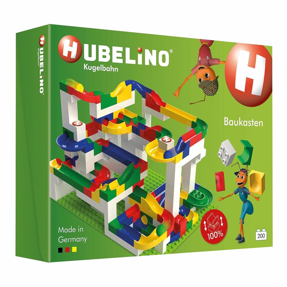 Hubelino Marble Run - 200-Piece Big Building Box - The Original! Made in Germany! - Certified and Award-Winning Marble Run - 100% Compatible with Other Building Sets