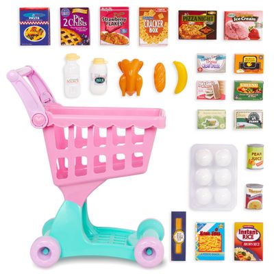 Battat Play Circle Shopping Cart Toy Food Play Kitchen for Toddlers Pretend Play Shopping Day Grocery Cart 2+ Years
