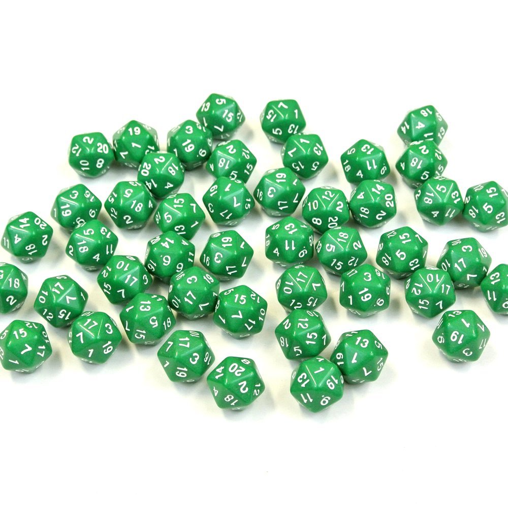 100 20-sided D20 Dice in Green