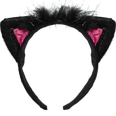 Amscan Pink & Black Cat Ears - Fluffy Faux Fur Costume Accessory, Perfect for Birthday Parties, Themed Events & Unforgettable Celebrations - 1 Pc
