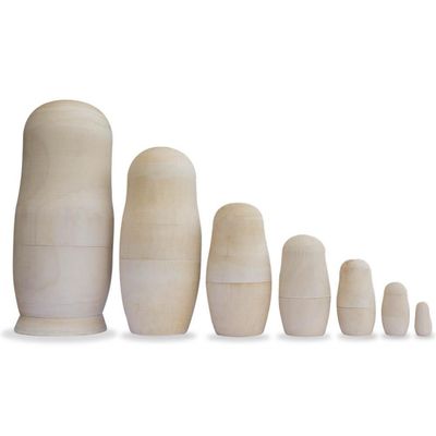 BestPysanky Set of 7 Unfinished Wooden Nesting Dolls DIY Craft Blanks for Painting 6.75 Inches