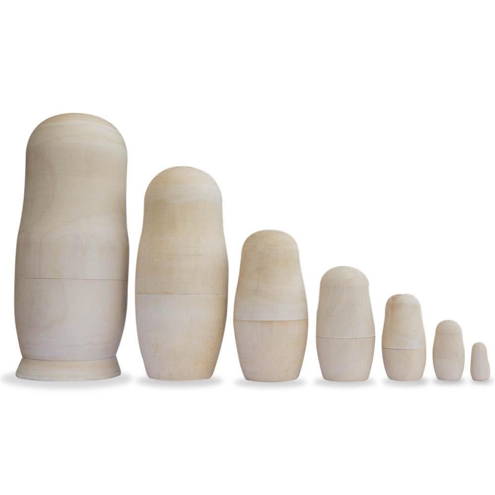 BestPysanky Set of 7 Unfinished Wooden Nesting Dolls DIY Craft Blanks for Painting 6.75 Inches