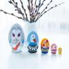 BestPysanky 5 Bunny, Duck, Rooster, Hen & Chick Egg Shape Wooden Nesting Dolls 5 Inches view 2