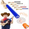 Blue Toy Pop Gun for Kids - Wooden Toy Guns for Boys 3-7 Yrs Old - Fake Handgun with Sturdy Wood Finish & Plastic Popper Cap - Fun Hand Rifles & Pistol Toys for Small & Big Kid Play - Made in The USA view 1