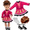 Irish Step Dancing Doll Outfit (4 Piece Set)- Premium Handmade Clothes and Accessories for All 18" Dolls -Costume Includes Dance Dress, Brunette Hairpiece, Gillies, & Leggings-Gift for Girls Birthdays view 1