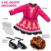 Irish Step Dancing Doll Outfit (4 Piece Set)- Premium Handmade Clothes and Accessories for All 18" Dolls -Costume Includes Dance Dress, Brunette Hairpiece, Gillies, & Leggings-Gift for Girls Birthdays view 2