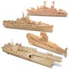 Puzzled Bundle of Submarine, Destroyer, Battleship & Aircraft Carrier Wooden 3D Puzzles Construction Kits, Educational DIY Naval Ships Toys Assemble Models Unfinished Wood Craft Hobby Puzzles - 4 Pack view 1