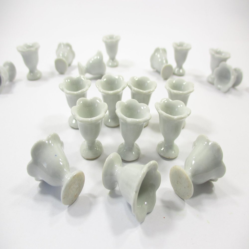 10x15 mm White Ceramic Ice Cream Cups Dollhouse Miniatures Supply 12440
