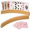 14" Curved Shape Wooden Card Holders Set of Two, Natural Finish view 1