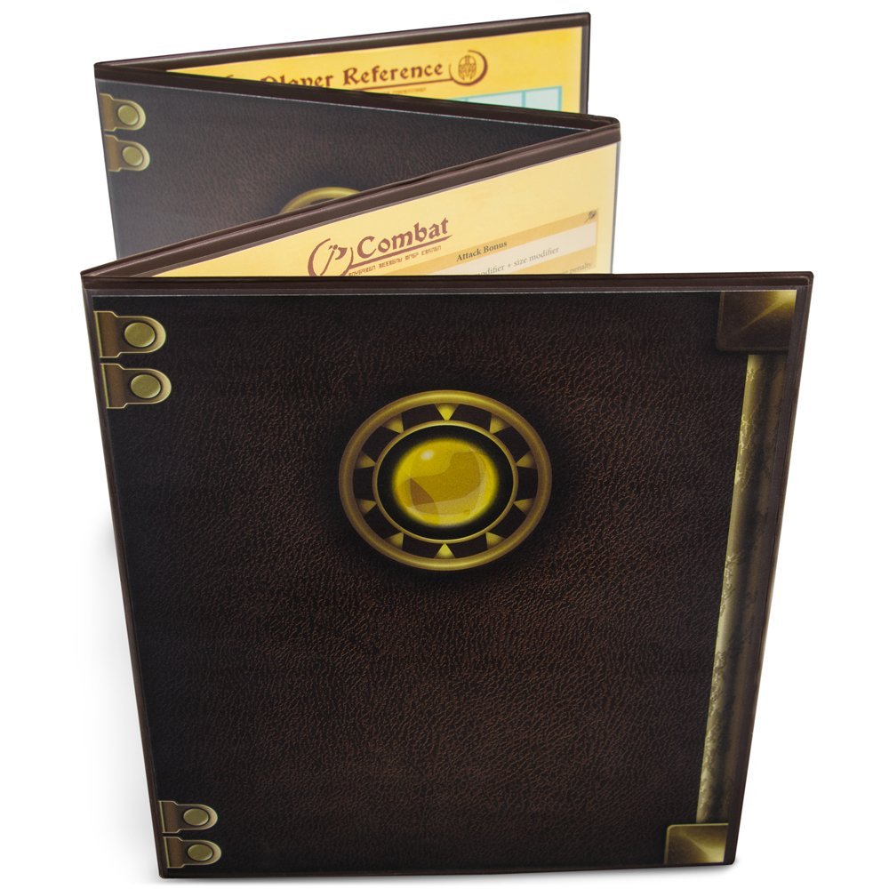 Stratagem The Master's Tome 4-Panel Customizable GM Screen with Free Inserts  Dry Erase, Dungeon & Game Master Accessory for Tabletop RPG Campaigns (Brown)