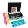 American Mah Jongg Set by White Swan  166 White/Blue Engraved Tiles  4 x All-in-One Rack/Pushers  Aluminum Case - Silver view 2