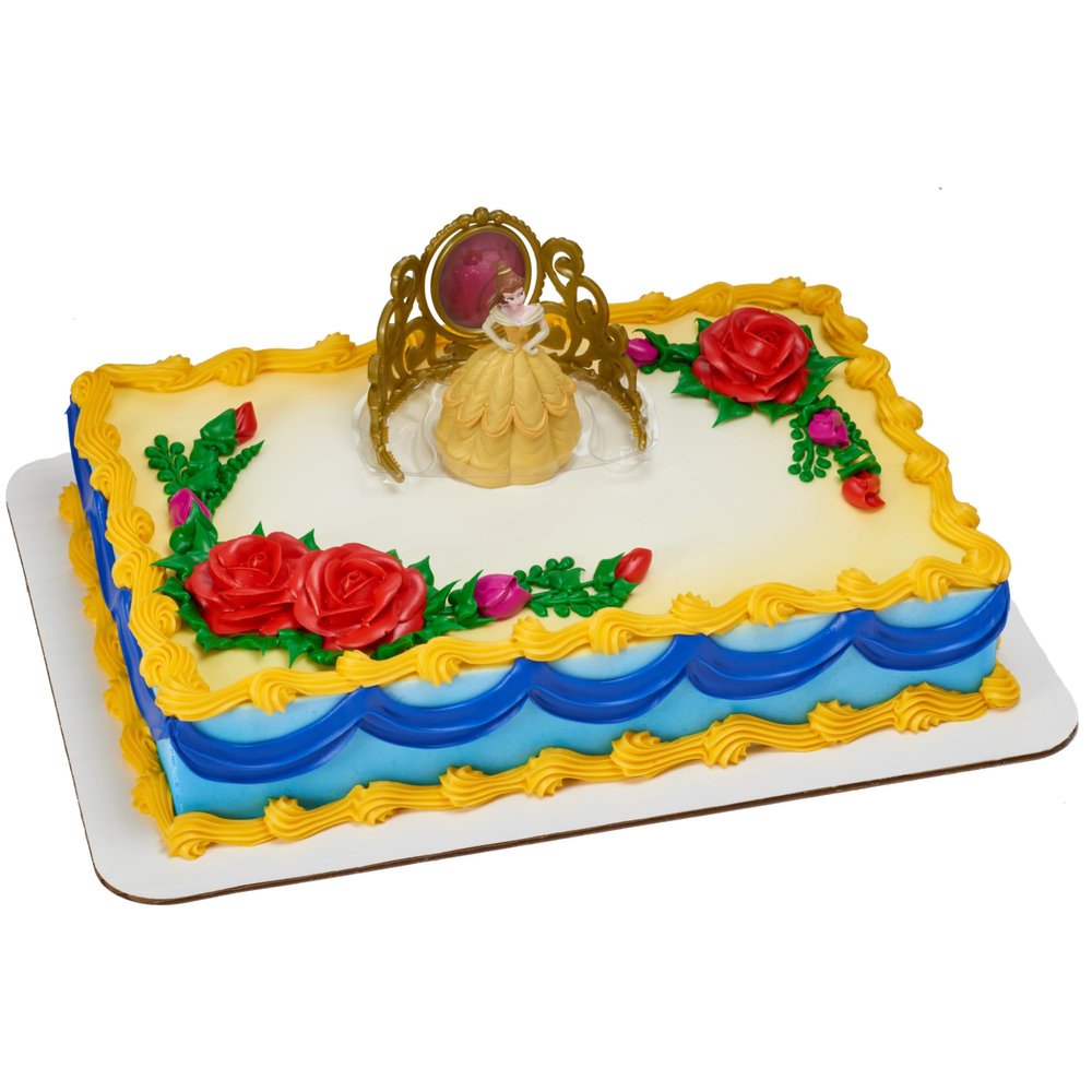 Disney Princess Belle Cake Topper | 2 Piece Birthday Party Decoration Set