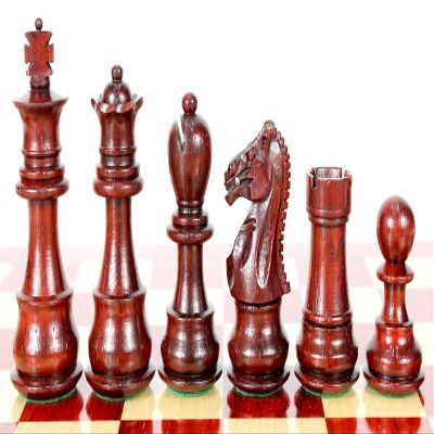 House of Chess - Bud Rosewood/Boxwood Chess Pieces Galaxy Staunton 3" + 2 Extra Queens - Triple Weighted