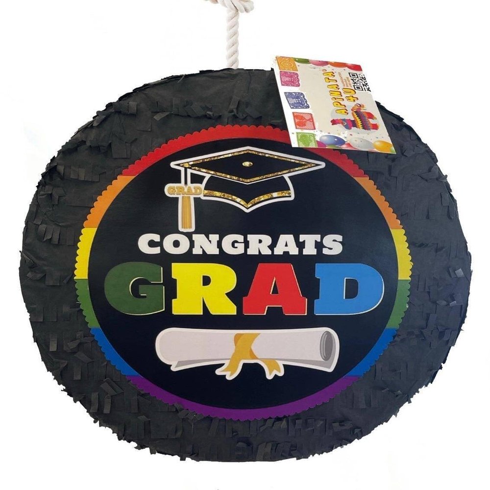 APINATA4U 16" Graduation Pinata 2025 - Celebrate Your Achievement! Complete Party Decoration, Perfect for Graduation Parties, Congrats Grad! Includes Weight-Resistant String for Secure Hanging