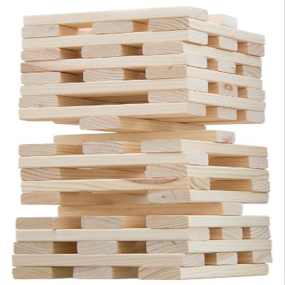 HEY! PLAY! Tower Stacking Board Games with 54 Giant Wooden Blocks - Nontraditional Yard Games for Kids and Adults with Carry Case - Ages 6 and Older