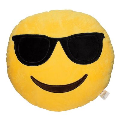 EvZ Emoji Sunglasses Face Emoticon Cushion Stuffed Plush Soft Pillow, Official Certified, 32cm Yellow