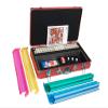 American Mah Jongg Set by White Swan  166 Ivory Colored Engraved Tiles  4 x All-in-One Rack/Pushers  Aluminum Case - Red view 2