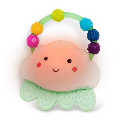 B. toys Baby Light Up Cloud Rattle Rain Glow Squeeze Sensory Development & Comfort - Teething Rattle Toys for Babies 3+ Years Months