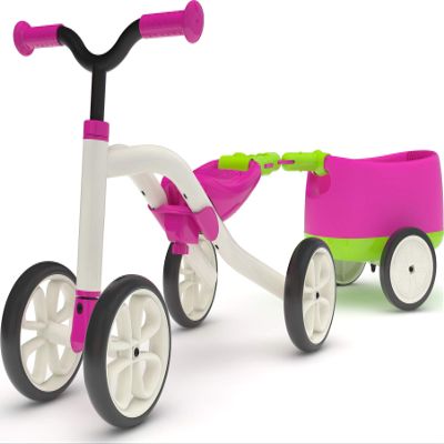 Chillafish 4-Wheeler Ride-On for Ages 1-3 with Trailer, 3 Seat Positions, Storage, Silent Wheels - Pink