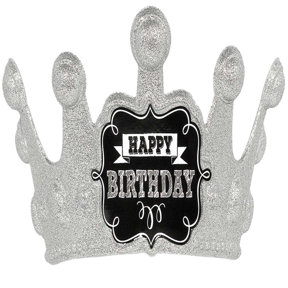 American Greetings Chalkboard Crown | Black & White Collection | Birthday
