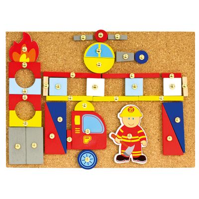 Bino 82197 Playing with A Hammer Fire-Fighter, Size-19 x 26.2 x 4.5 cm, Multicolour