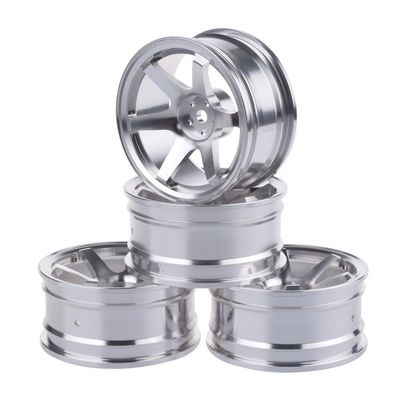 LAFEINA 4PCS Aluminium Alloy RC Wheel Hub Rims 52mm for 1/10 On-Road Drift Car HSP Tamiya HPI Kyosho Sakura (Silver)