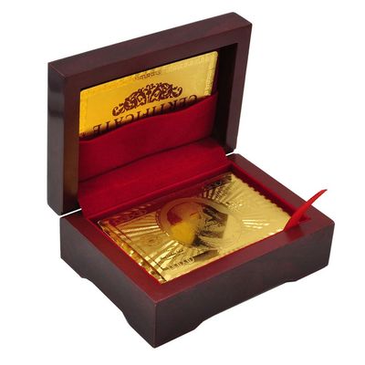 Luxury 24K Gold Foil Poker Playing Cards Deck of Cards with Wooden Gift Box, Premium Waterproof Poker Cards for Party and Card Decks Game, Standard Size