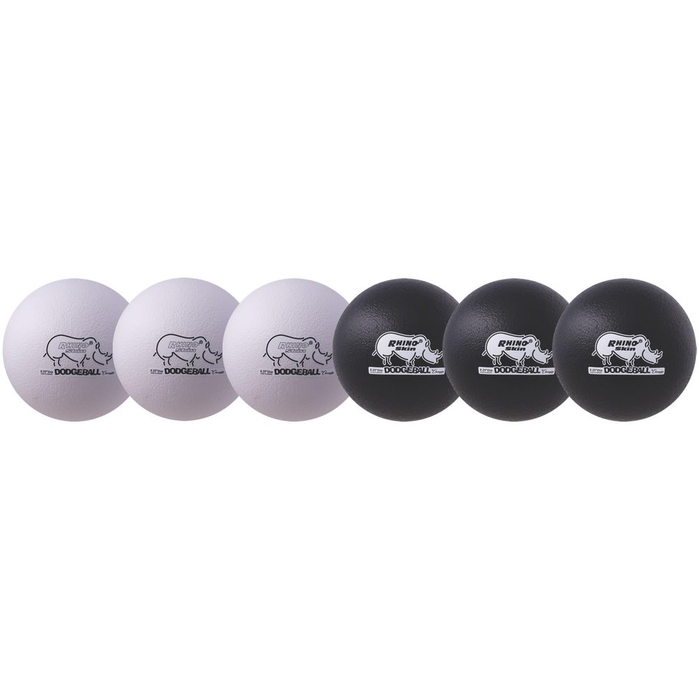 Champion Sports 8" Black and White Rhino Skin Low Bounce Dodgeball Set