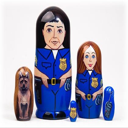 Golden Cockerel Made in Russia Police Nesting Doll 5pc./5" aka Boys in Blue Professional Collectible Babushka Russian Matryoshka Doll 100% Guaranteed!