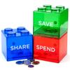 Save Spend Share Piggy Bank for Kids - Clear Transparent Plastic Coin Banks for Boys & Girls - Teach Children About Giving & Saving Money - Block Banks by Maxwill view 2