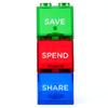 Save Spend Share Piggy Bank for Kids - Clear Transparent Plastic Coin Banks for Boys & Girls - Teach Children About Giving & Saving Money - Block Banks by Maxwill view 3