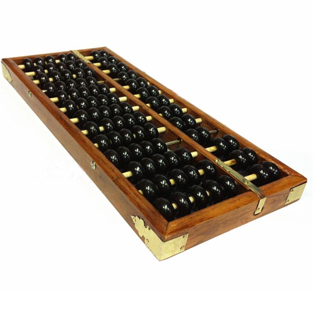 13 Rods Vintage Chinese Wooden Abacus Soroban Office Great Arithmetic Calculating Tool for Students