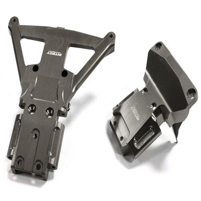 Grey Machined Front & Rear Bulkhead for Traxxas Slash 4X4 LCG Chassis 7429 7430