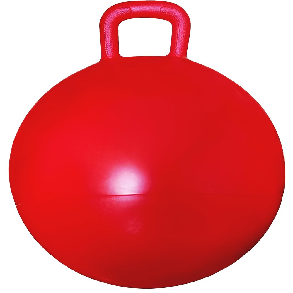 AppleRound Space Hopper Ball with Air Pump: 22in/55cm Diameter for Age 10-13, Kangaroo Bouncer, Hippity Hoppity Hop Ball for Taller Children, Plain Color (Red)