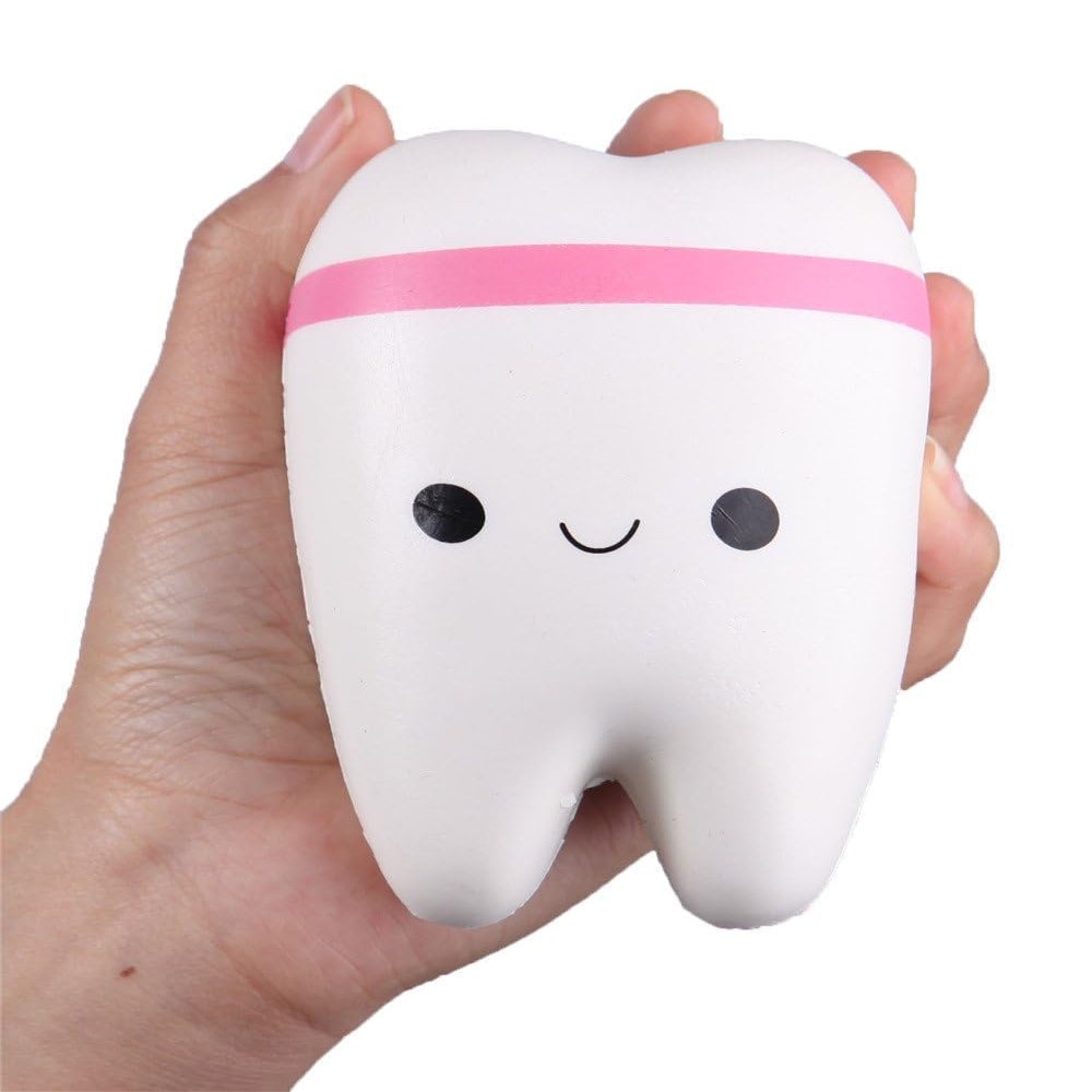 Anboor 4.4" Squishies Jumbo Kawaii Teeth Slow Rising Squishys Tooth Toy for Kids Soft Scented Stress Relief Cute Squeeze Squish Toy Dentist 1 Pcs Color Random