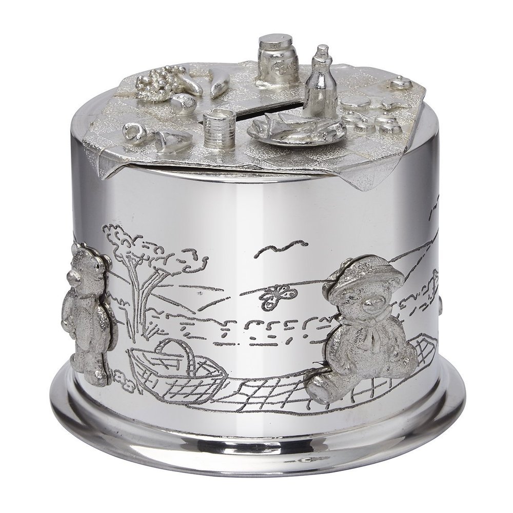Wentworth Pewter - Teddy Bears Picnic Pewter Money Box, Baby Gift, Keepsake (Teddy Bear Money Box)
