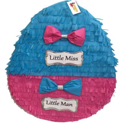 APINATA4U 20" Little Miss Little Man Easter Egg Pinata - Perfect for Gender Reveal Party Fun and Easter Celebrations - Delightful Addition to Your Festivities!