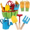 Little Gardener Tool Set with Garden Tools Bag for Kids Gardening - Kit includes Watering Can, Children Gardening Gloves, Shovel, Rake, Fork and Garden Tote Bag-Children Gardening All in One Kit view 1